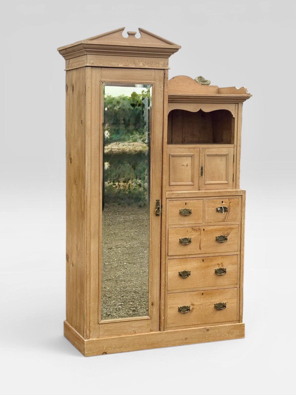 Antique Victorian Pine Wardrobe Rustic Country Armoire Storage Cabinet