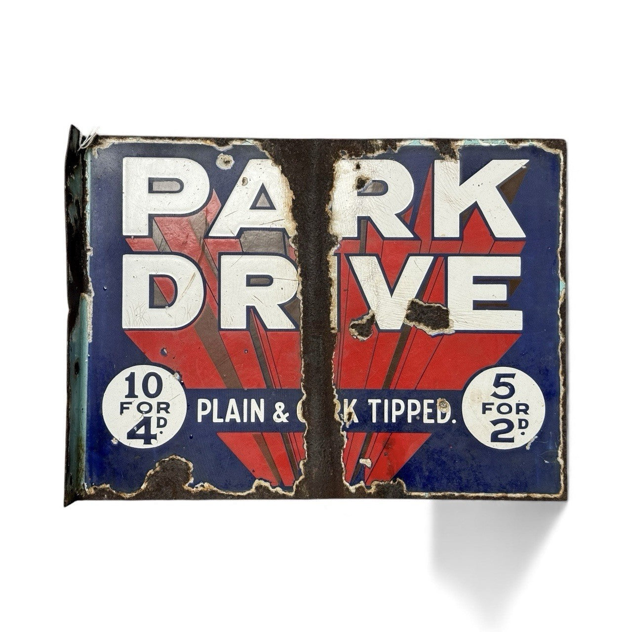 Vintage Park Drive Double Sided Enamel Sign Tobacco Advertising Cigarette Tin