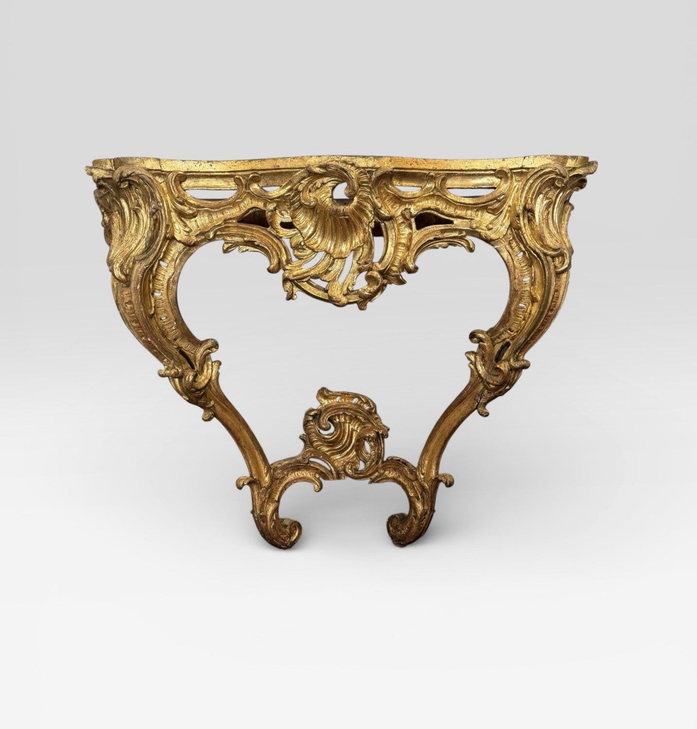 Antique Louis XV Carved Gilt Wood Console Table Rococo Style
