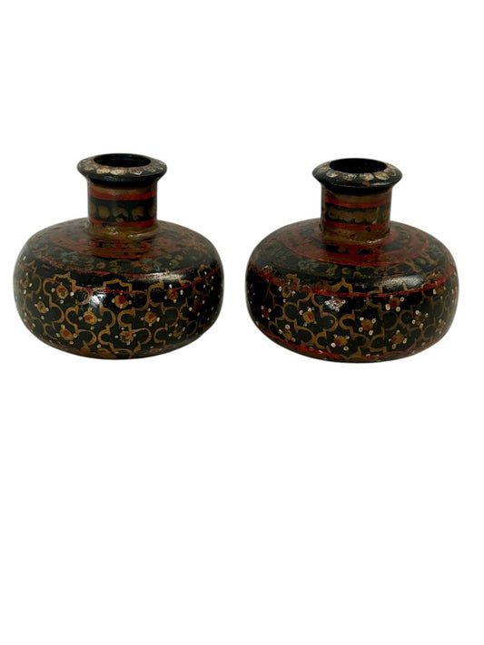 Pair Of Vintage Indian Rose Water Bottles  