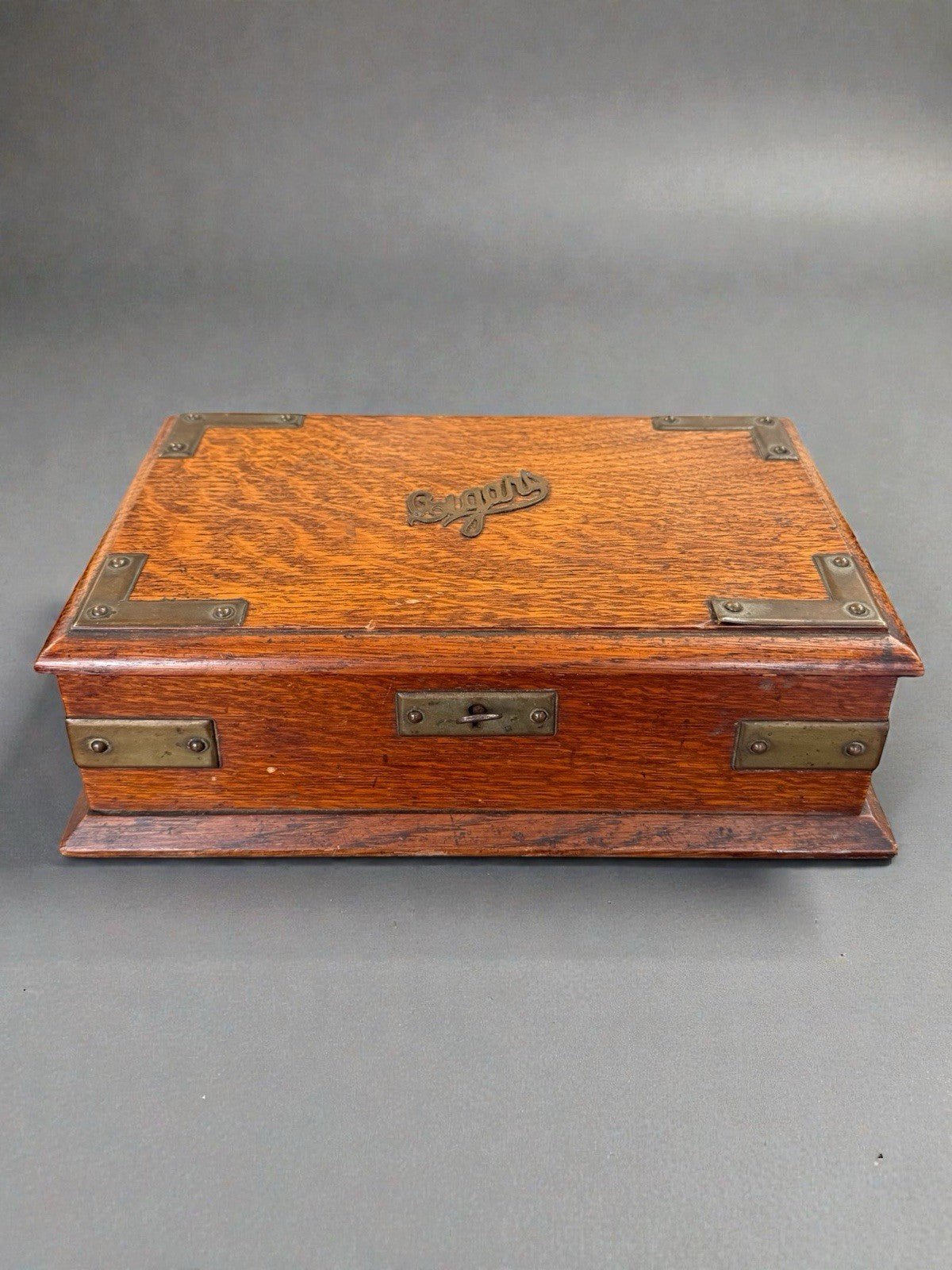 Antique Cigar Case, English, Oak, Cedar, Desktop Humidor, Edwardian, Circa 1910