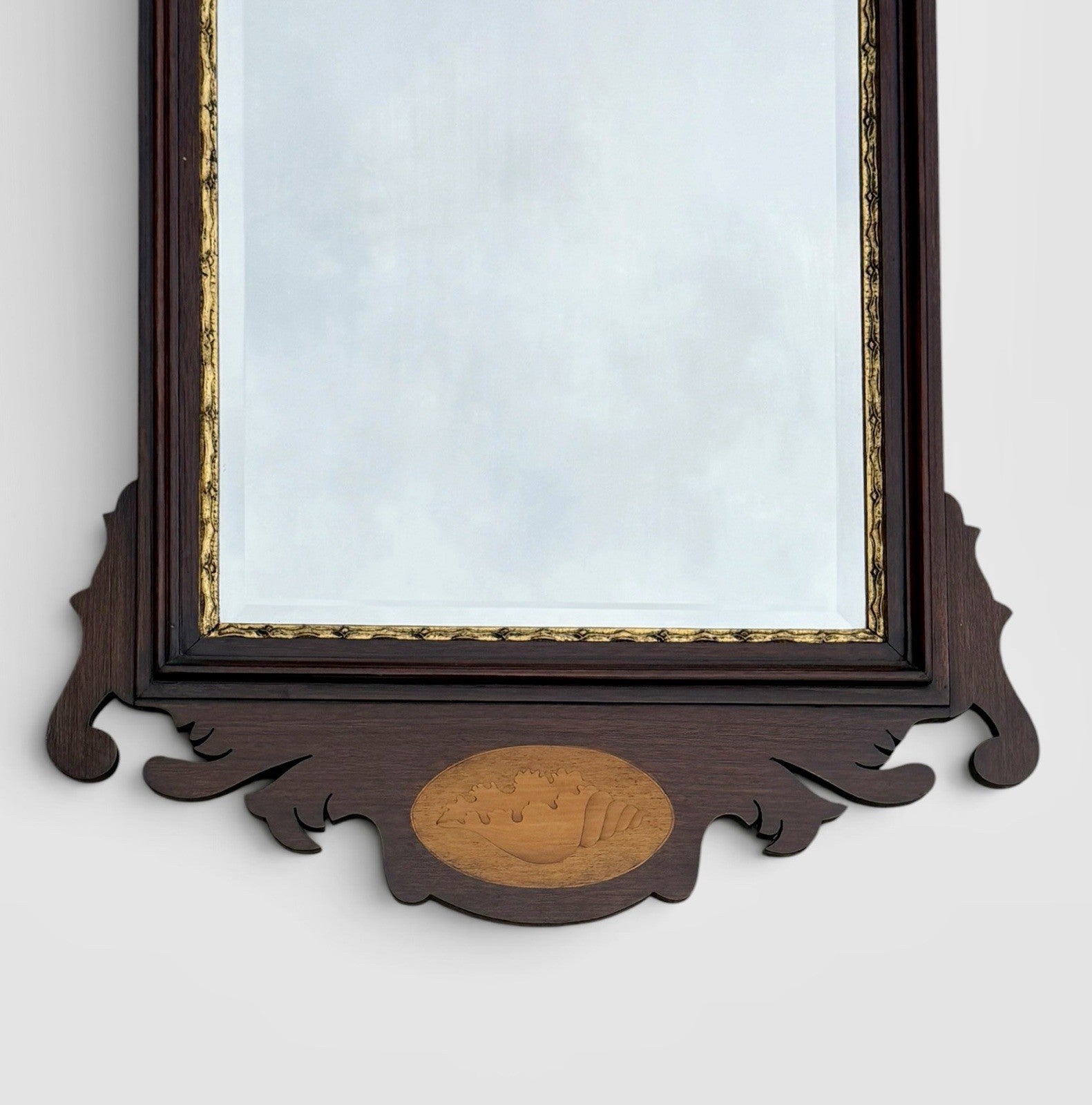 Antique Georgian Style Mahogany Wall Mirror Ho Ho Bird Carved Frame c1890