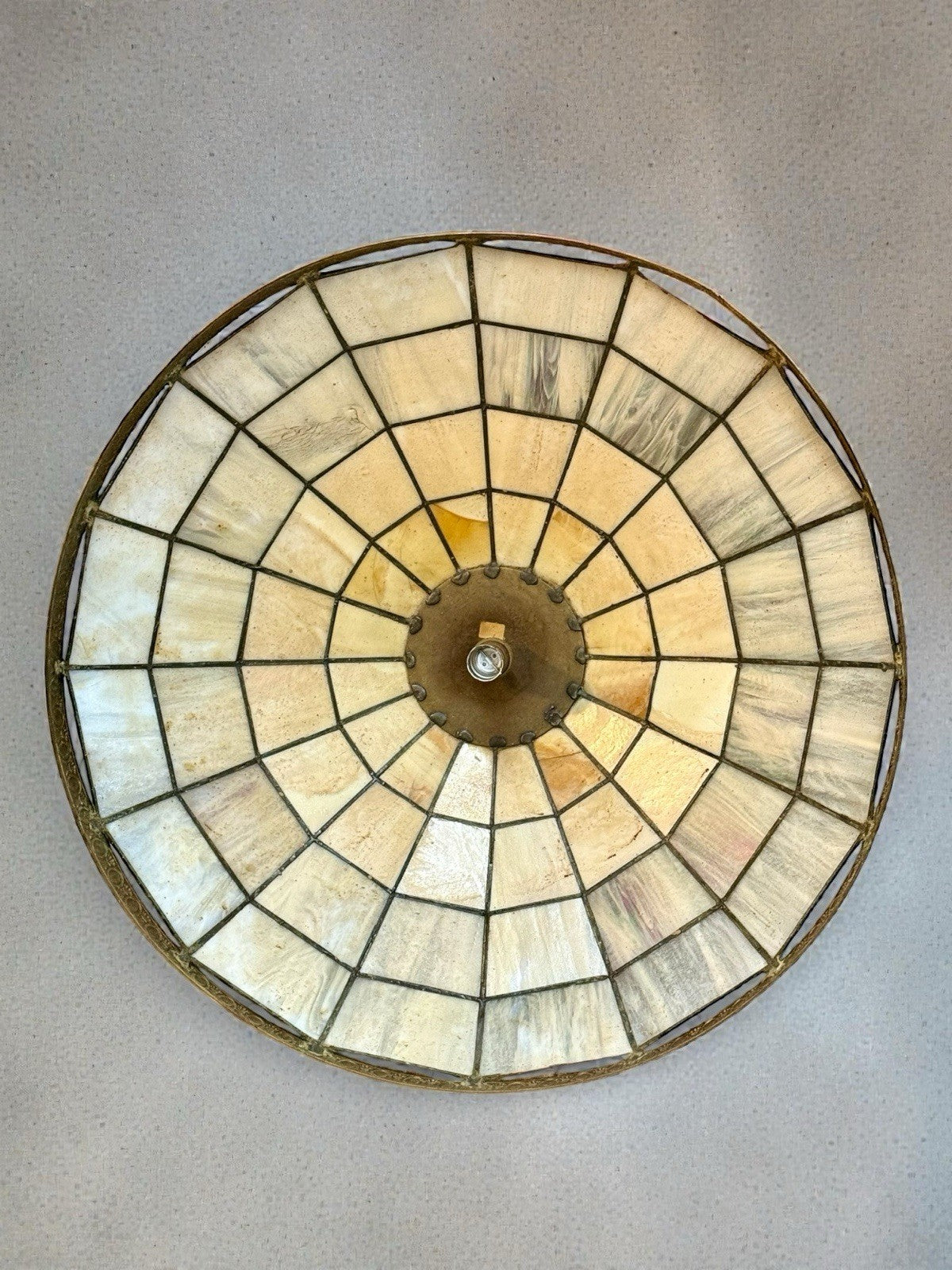 Pair of Large Vintage Tiffany Style Mother of Pearl Ceiling or Lamp Shades