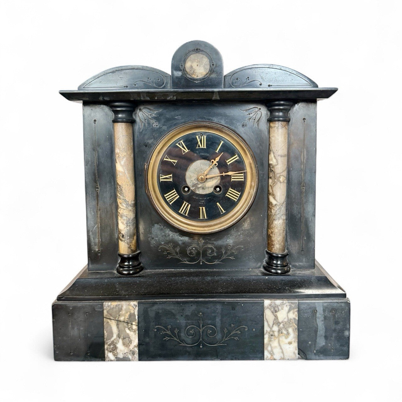Victorian Black Slate Mantle Clock