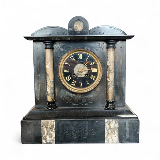 Victorian Black Slate Mantle Clock
