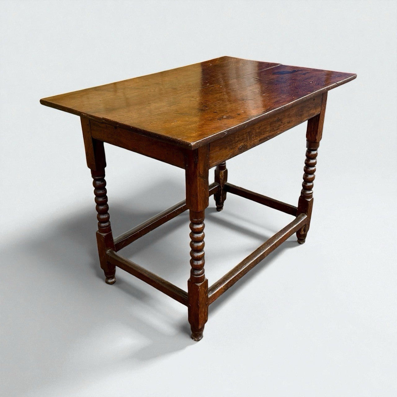 Georgian English Oak Bobbin Leg Side Table 