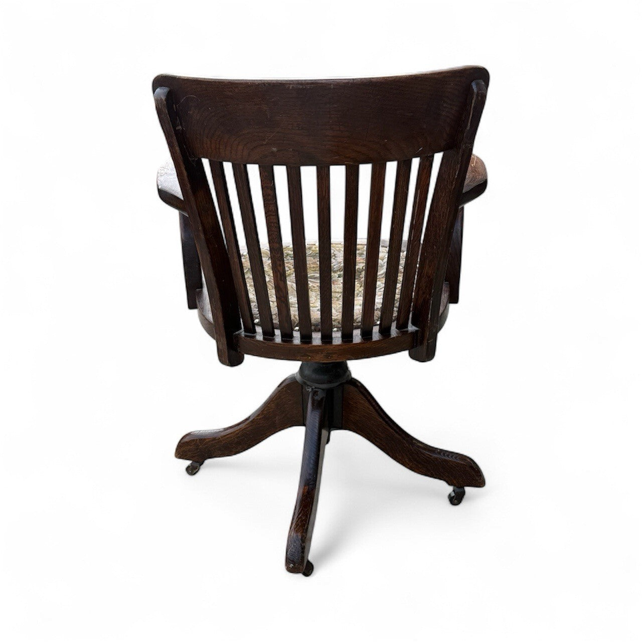 Antique Edwardian Oak Swivel Desk Chair 