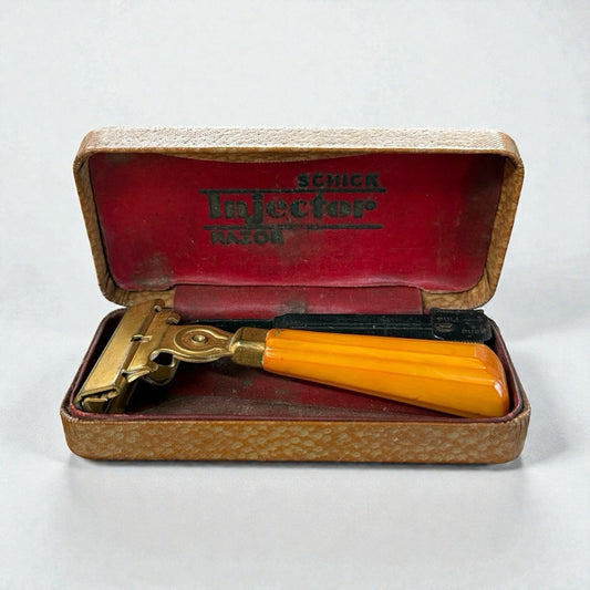 Vintage Schick Injector Razor with Bakelite Handle in Original Case Collectible