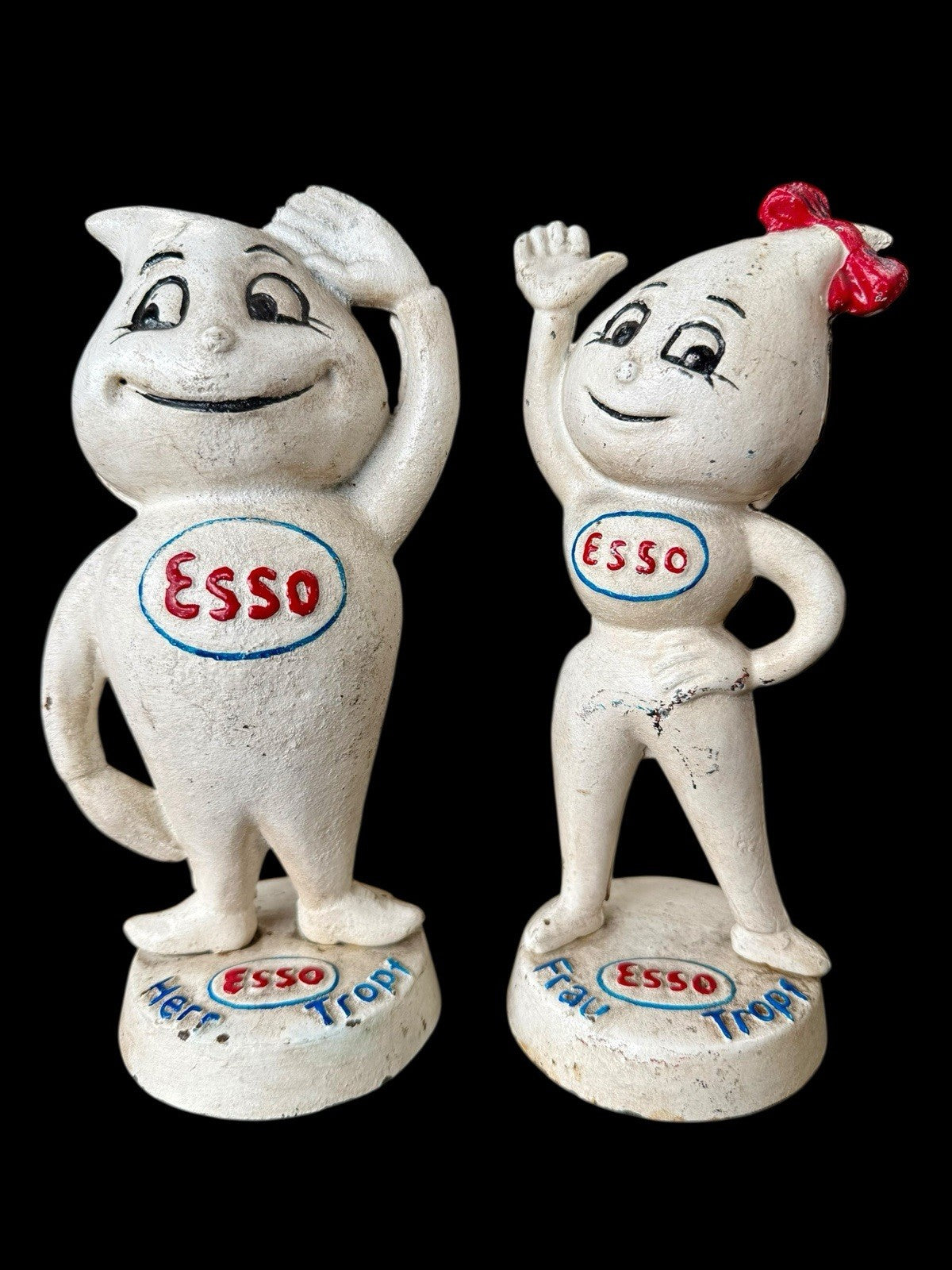 Pair Of ESSO Herr And Frau German Cast Iron Coin Bank Figuerines