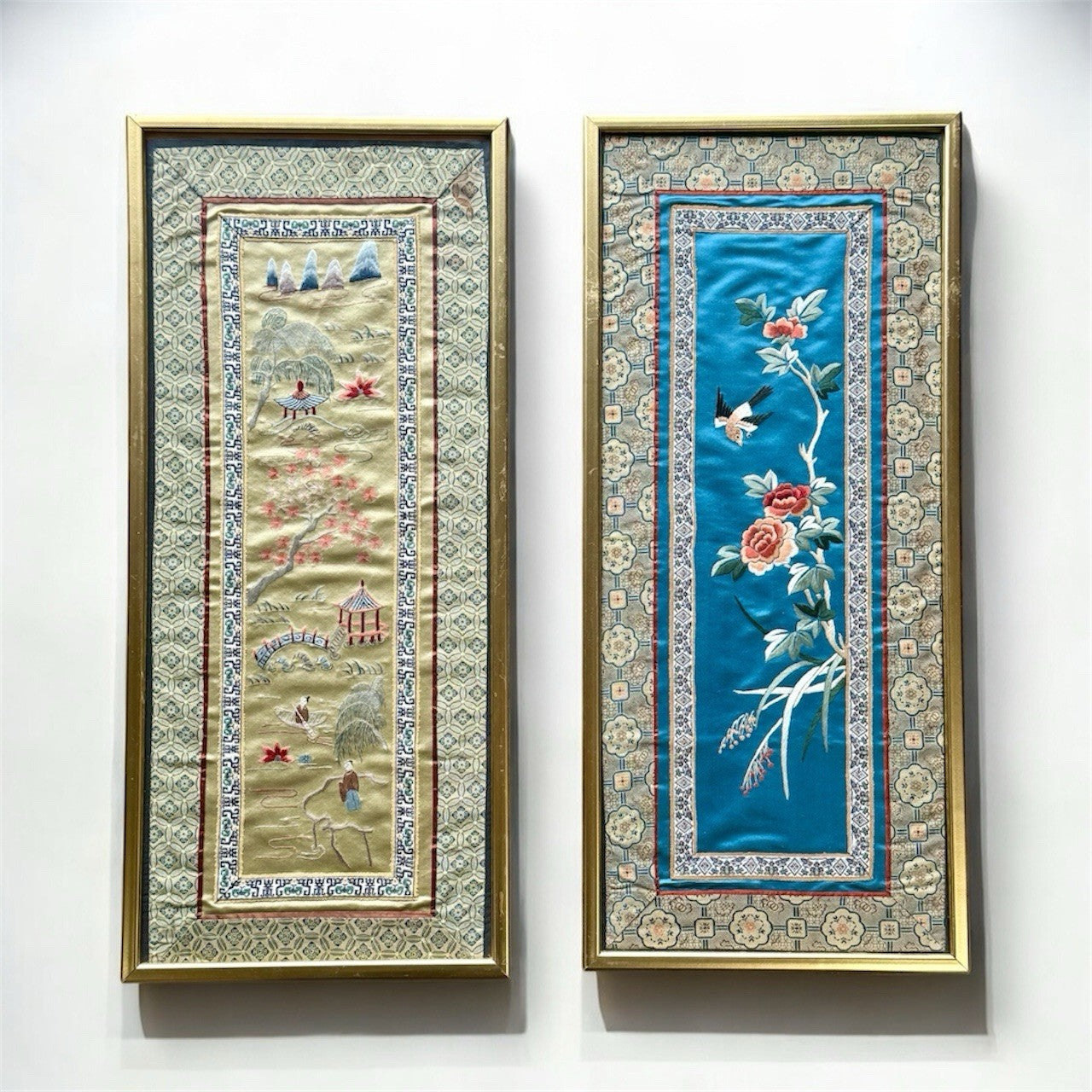 Pair Of Vintage Oriental Framed Panels 