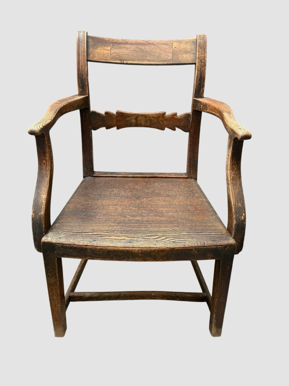 Antique Georgian Welsh Oak Carver Chair 18th Century Country Armchair