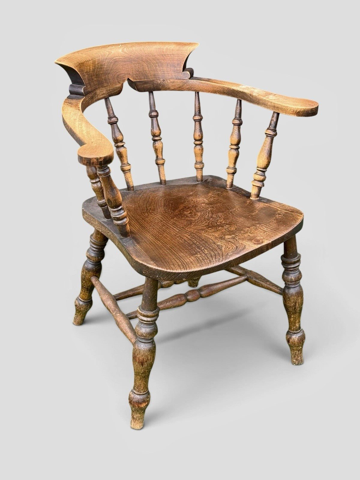 Antique Victorian Beech & Elm Smokers Captains Chair English Circa 1890