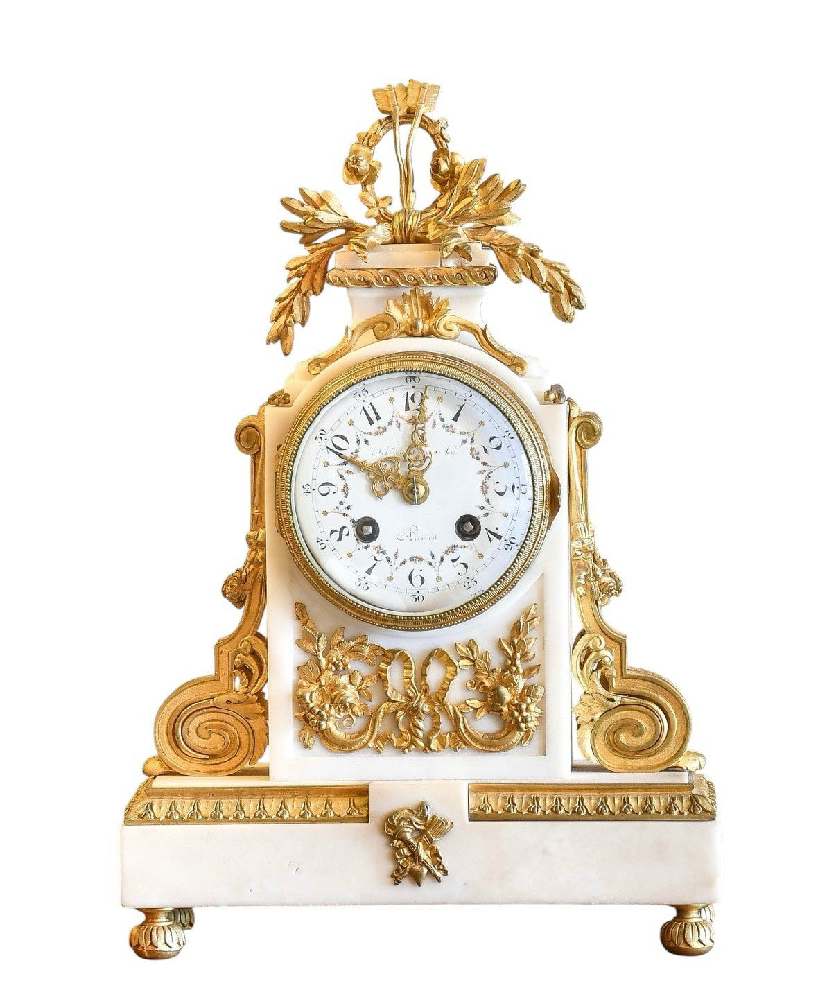 19th Century Antique French Gilt Bronze & Marble Mantel Clock Garniture c1890