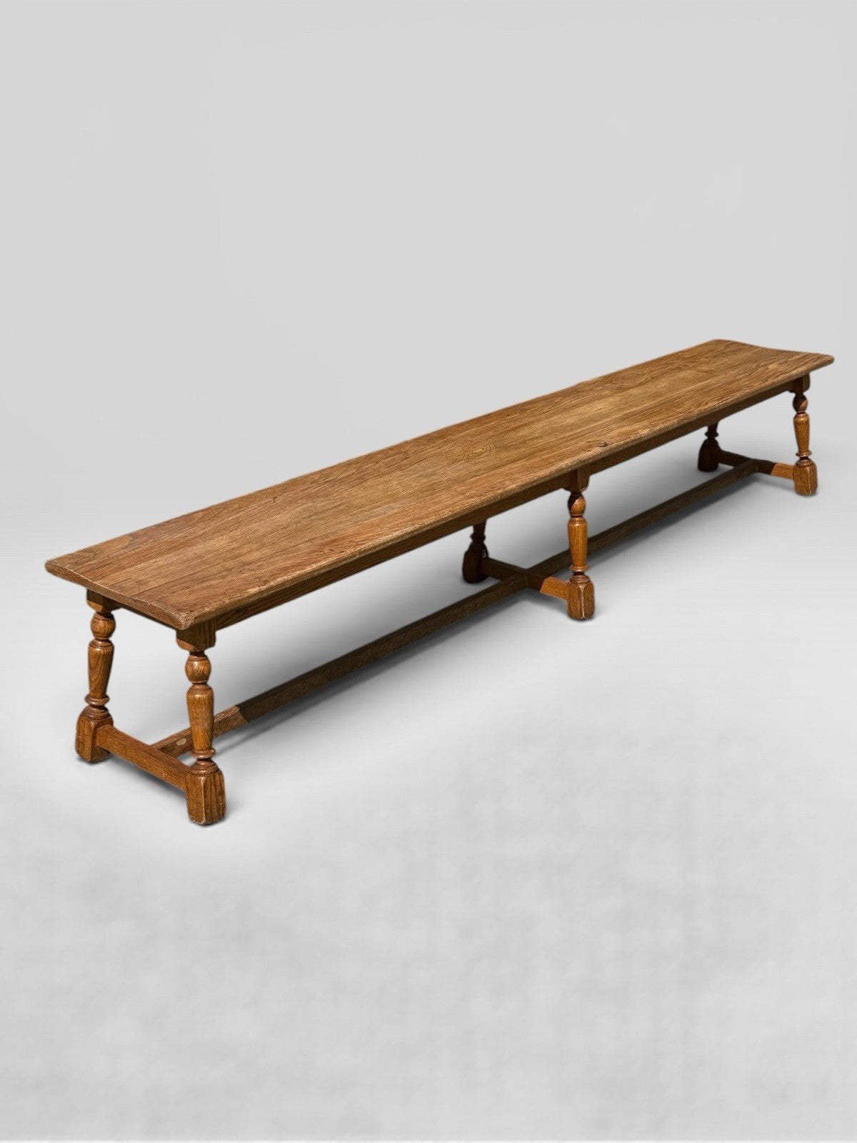 Antique Oak Farmhouse Bench Hall Pew Settle Seat Rustic 8ft