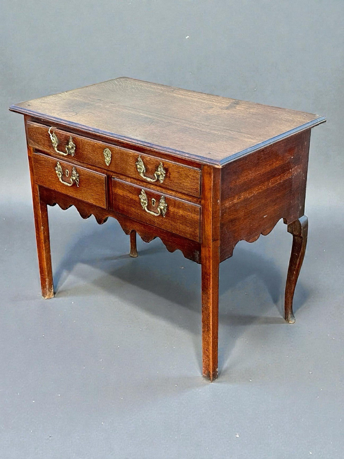 Antique Georgian Oak Lowboy Side Table 18th Century Cabriole Legs Drawer