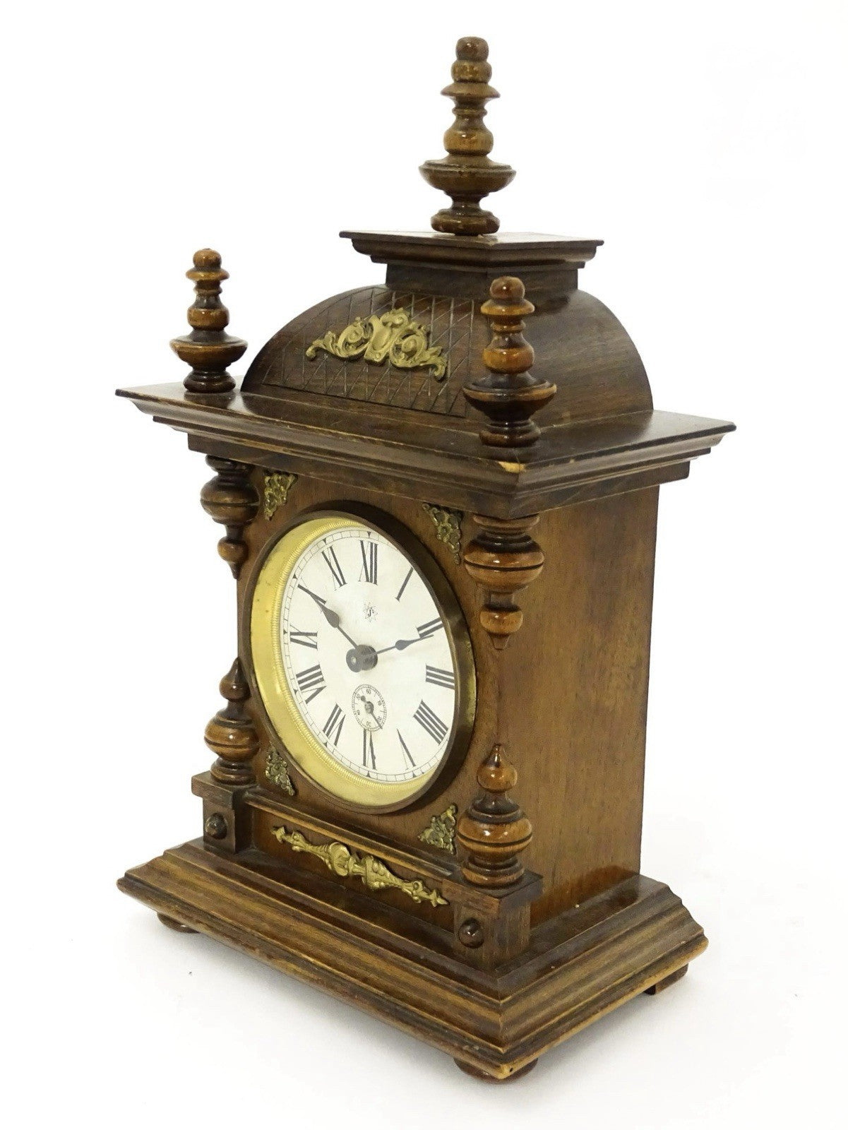 Junghams Cased Walnut Mantle Clock Working With Key 