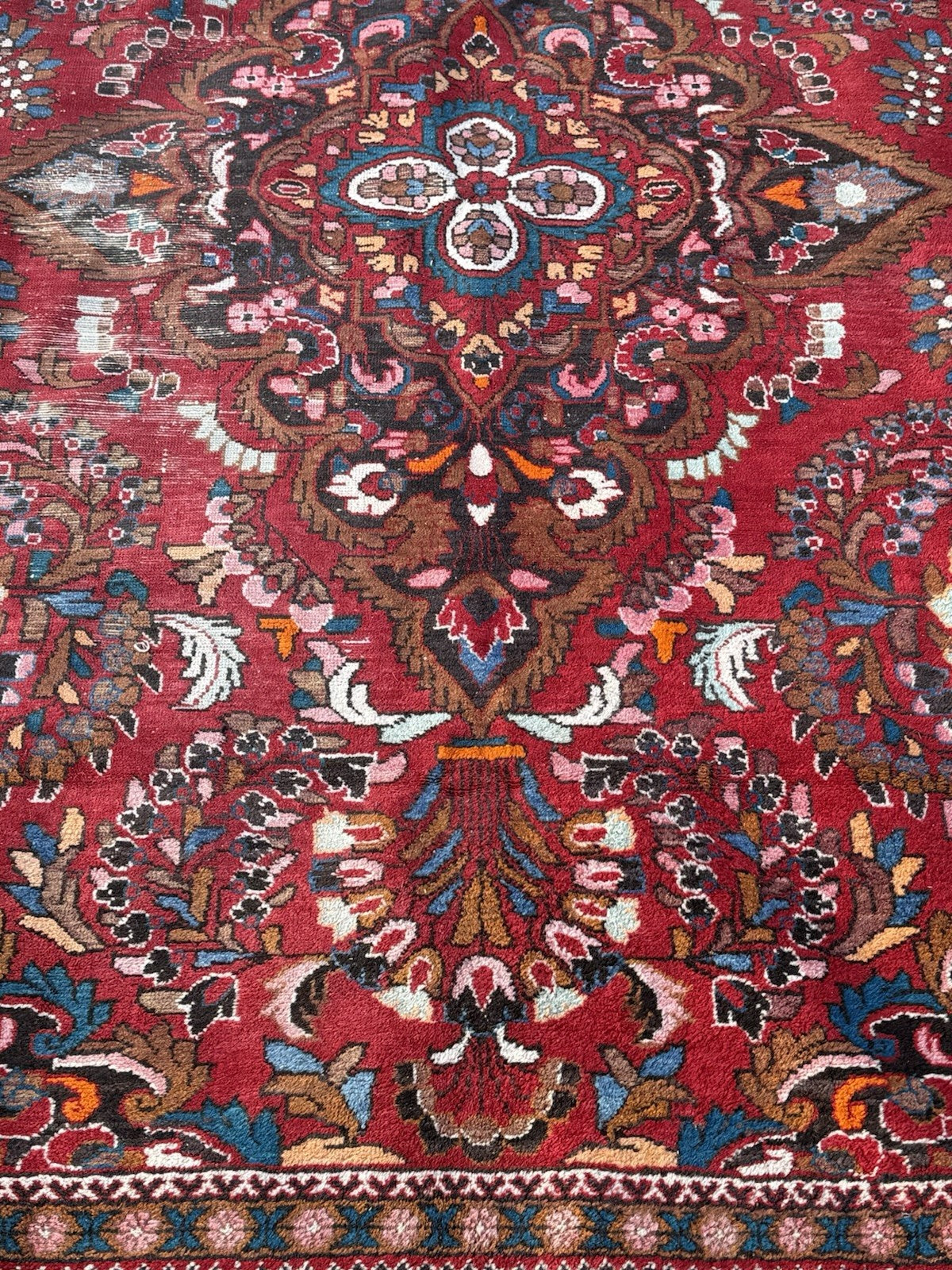 Vintage Keshan Rug Hand Knotted Wool Traditional Oriental Carpet