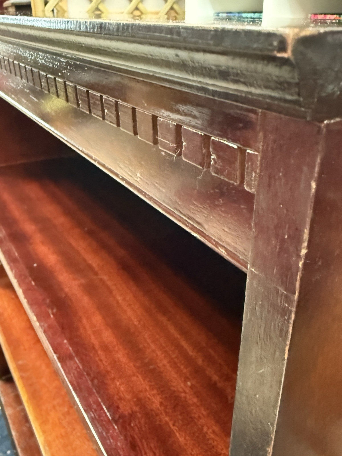 Vintage Solid Wood Bookcase Open Shelving Display Cabinet Rustic Storage Unit