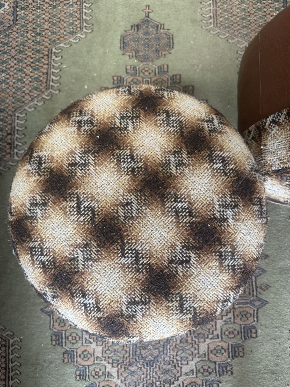 Vintage Retro 1970's Circular Pouffe