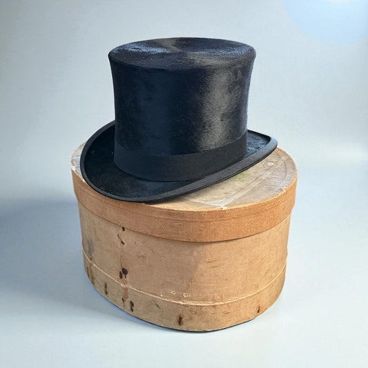 Antique Tress & Co London Top Hat with Original Box Victorian Gentleman Hat