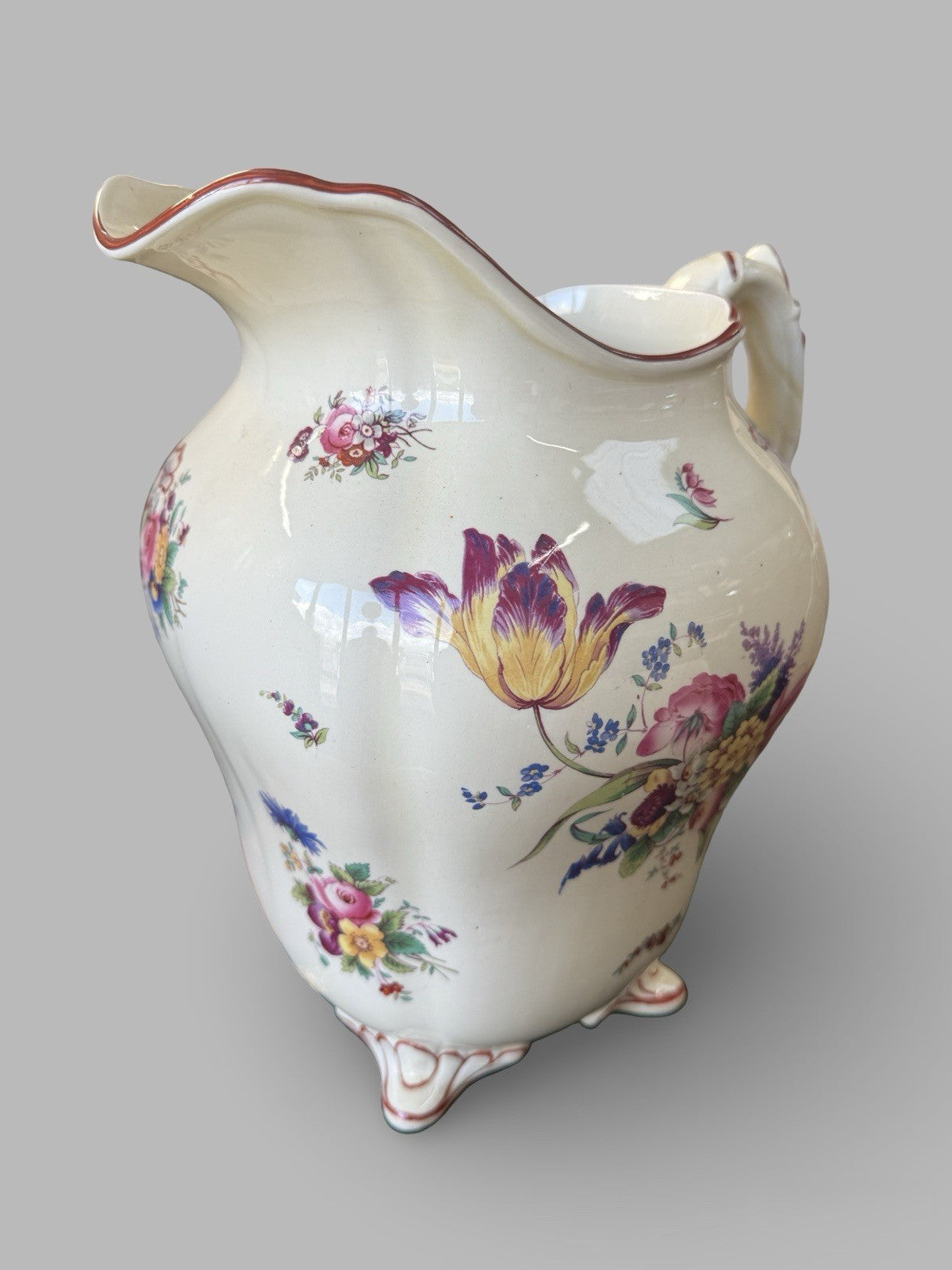 Large Antique Coalport Ceramic Jug Floral Pattern English Vintage