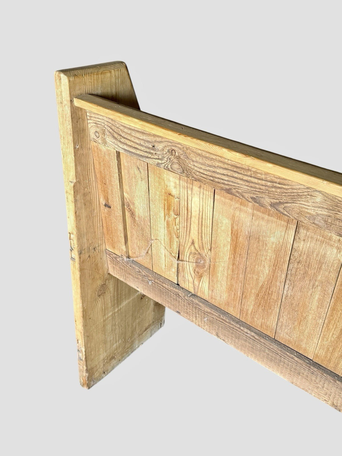 Antique Pine Church Pew Solid Wood Chapel Bench Rustic Seating Vintage
