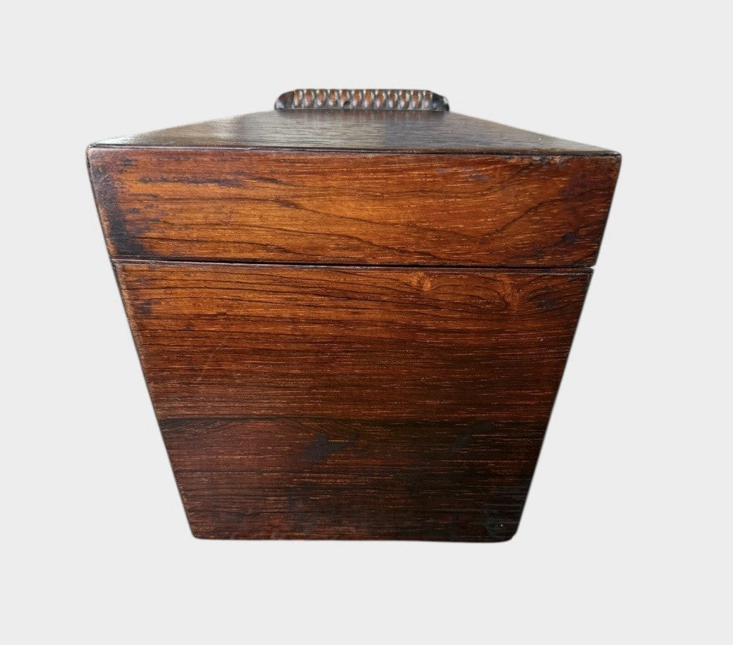 Antique Oak Tea Caddy 2 Compartment Vintage Collectors Storage Box