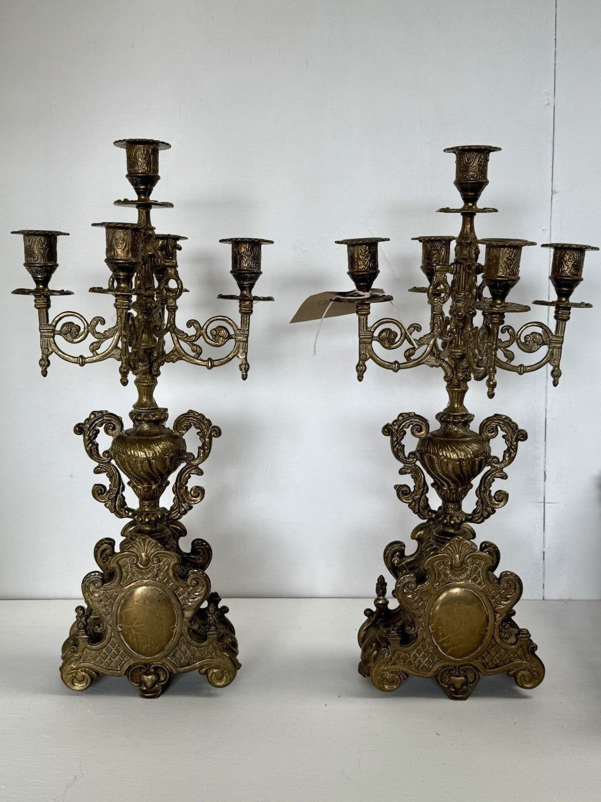 Antique Brass Baroque Style Candelabra