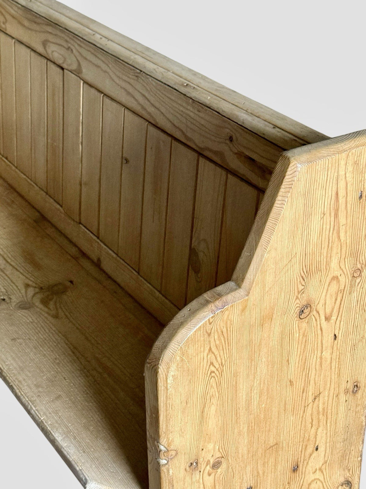 Antique Pine Church Pew Solid Wood Chapel Bench Rustic Seating Vintage