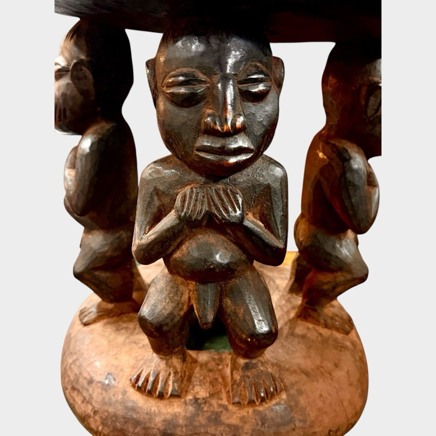 Mid-Century African Luba Tribe Stool Congo Tribal Art Wooden Carving