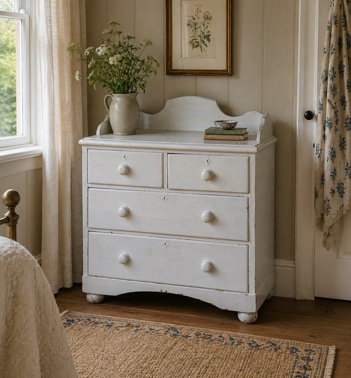 Antique Victorian Pine Painted Chest of Drawers Rustic Storage Furniture Vintage