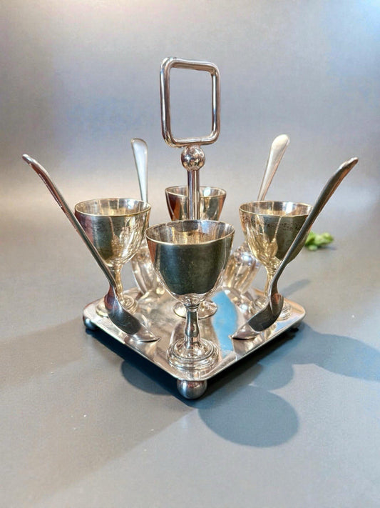 Vintage Silver Plate Egg Cruet Set from Selfridges Tableware Kitchen Decor