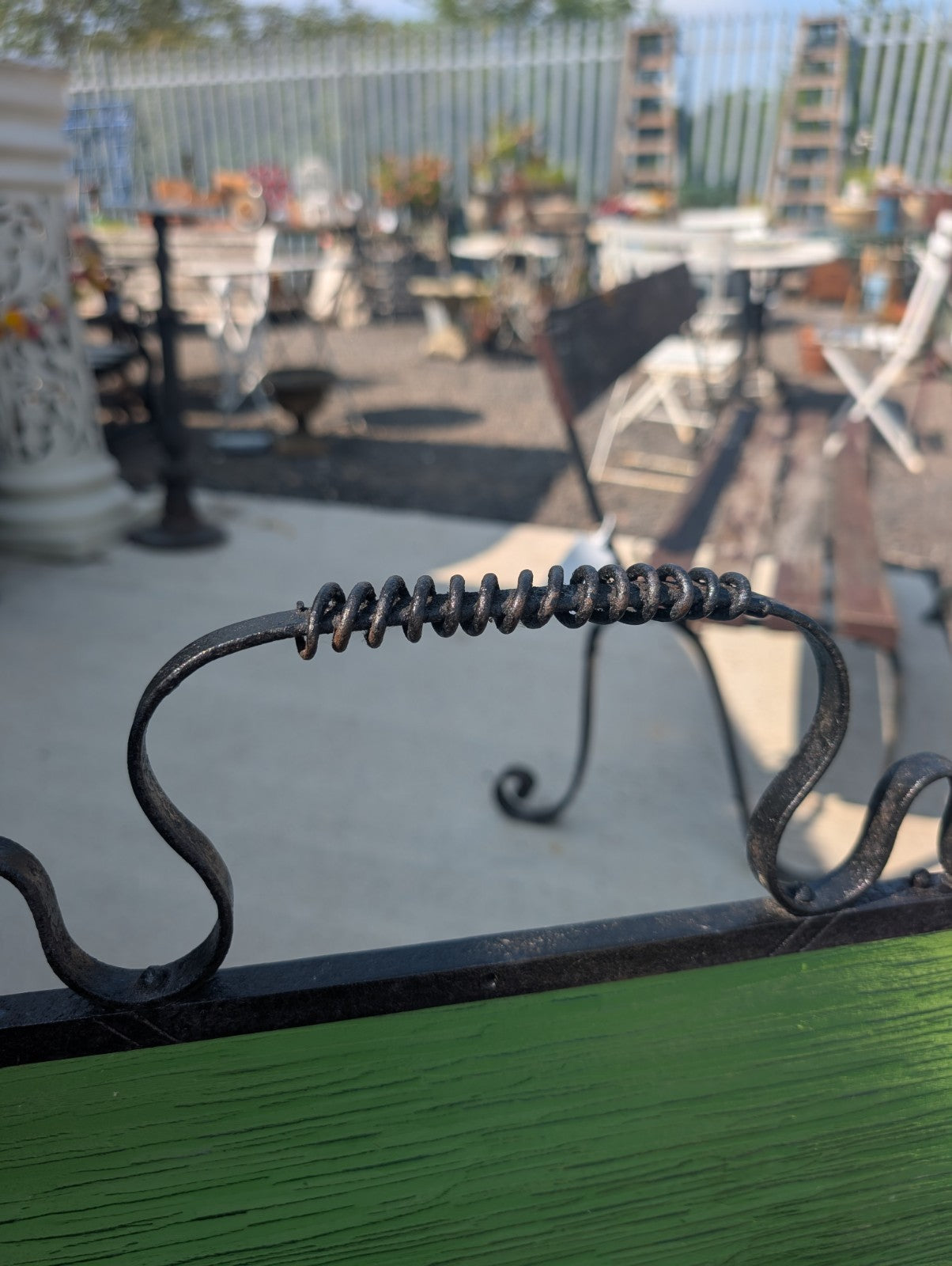 Arts and Crafts Green Glass In Wrought Iron Fire Screen