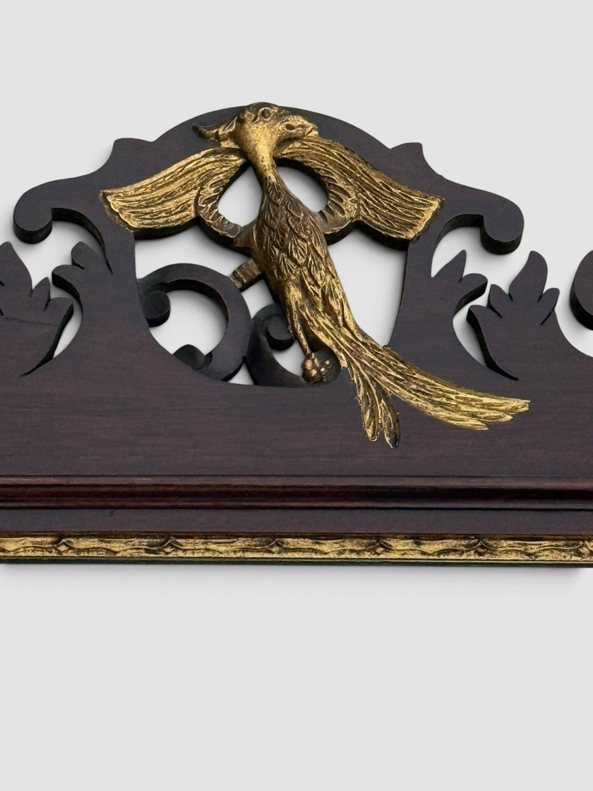 Antique Georgian Style Mahogany Wall Mirror Ho Ho Bird Carved Frame c1890