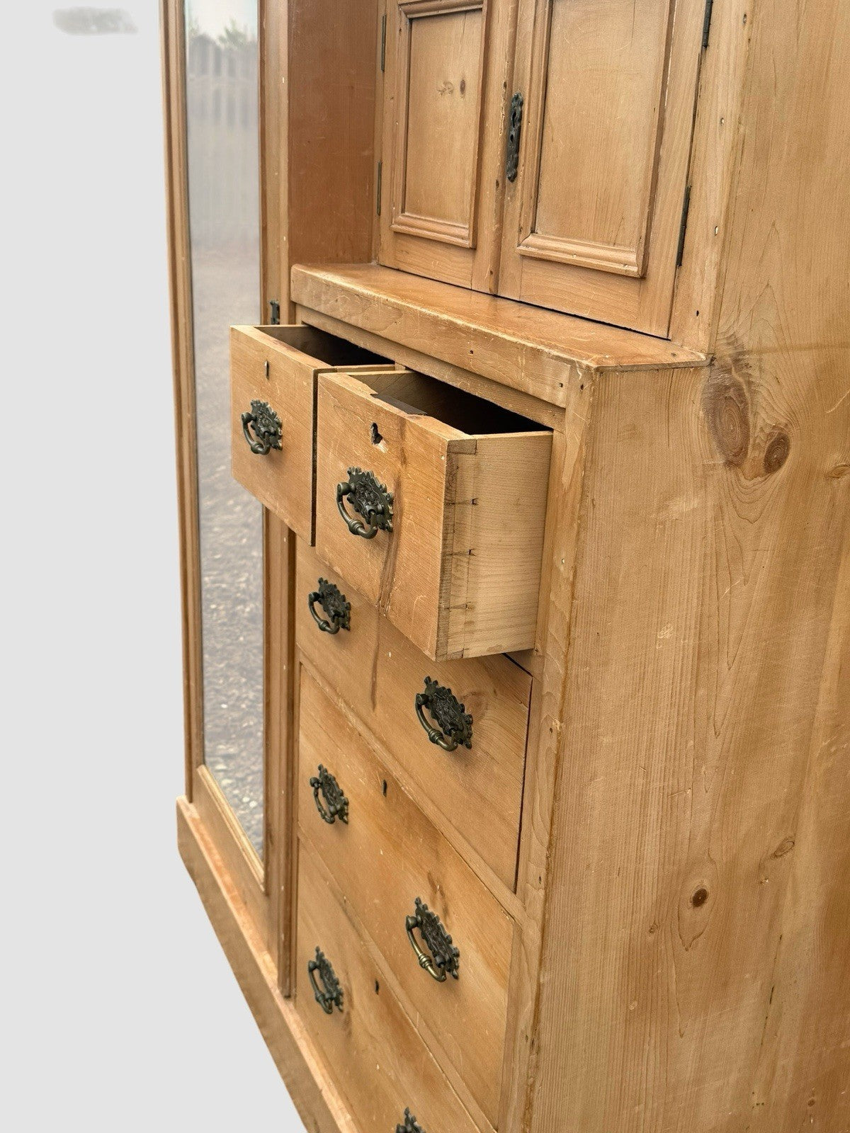 Antique Victorian Pine Wardrobe Rustic Country Armoire Storage Cabinet