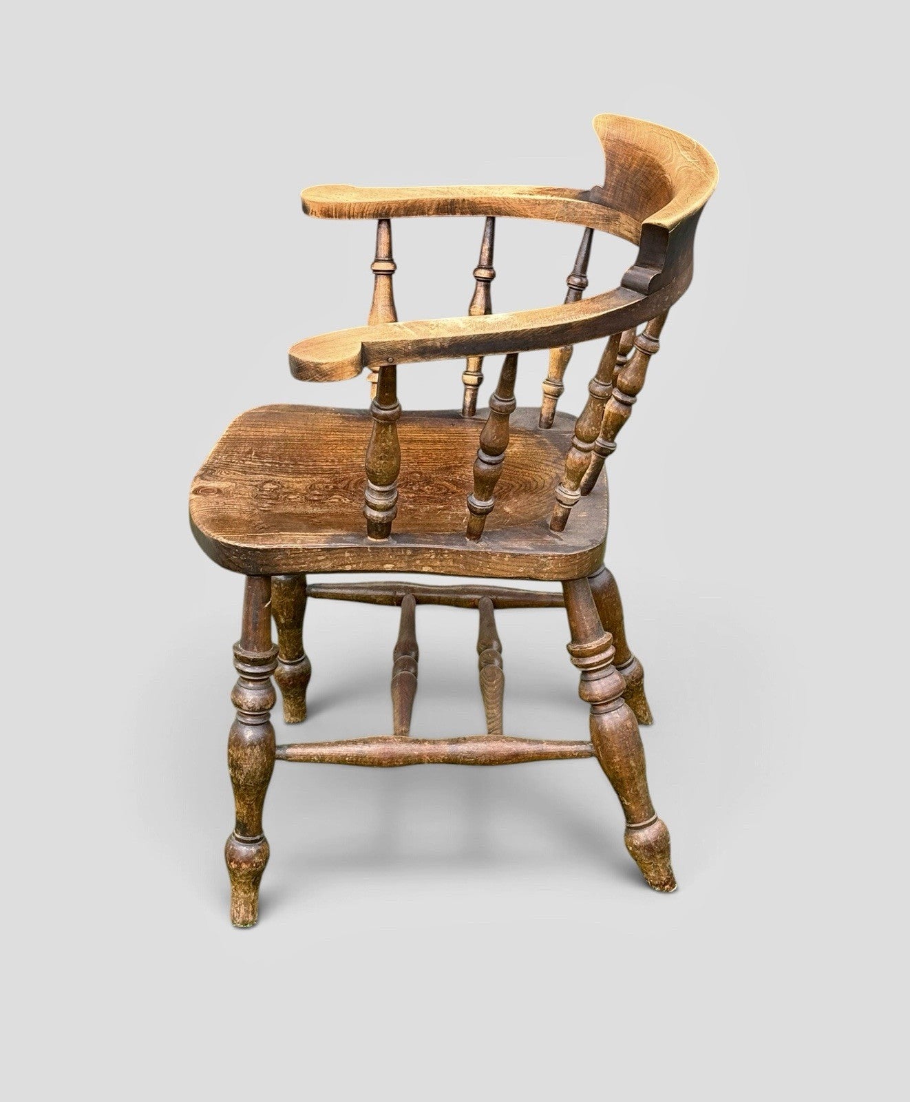 Antique Victorian Beech & Elm Smokers Captains Chair English Circa 1890