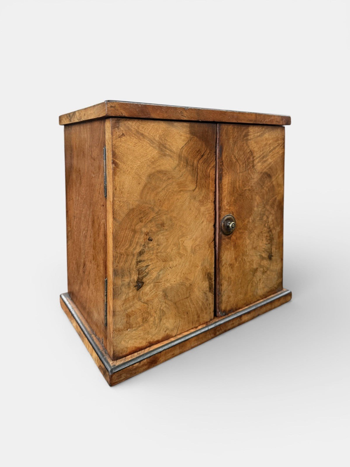 Antique Burr Walnut Collectors Display Cabinet Cupboard