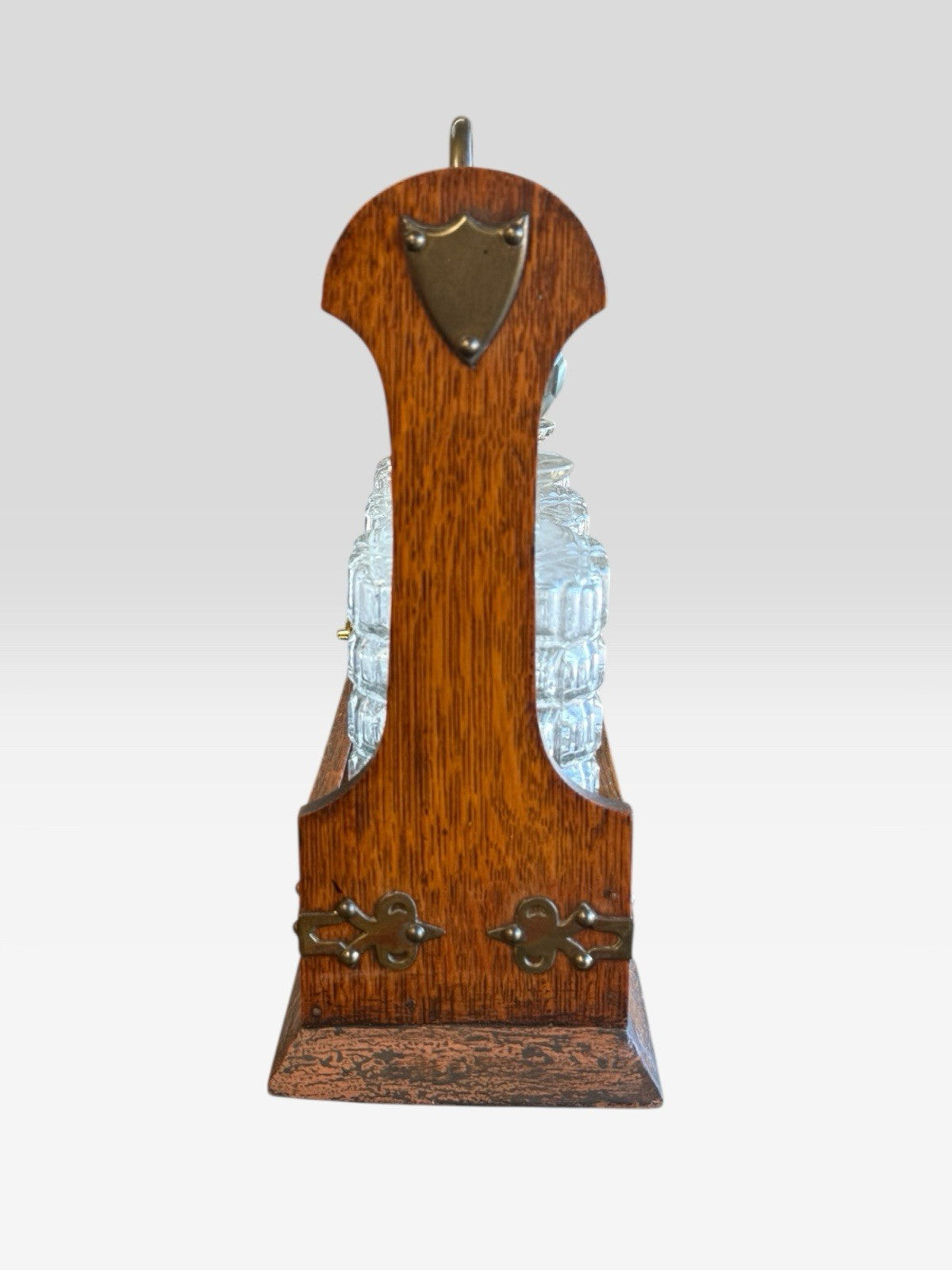 Antique Oak Tantalus Decanter Set Lockable Frame Vintage Whisky Liquor Stand