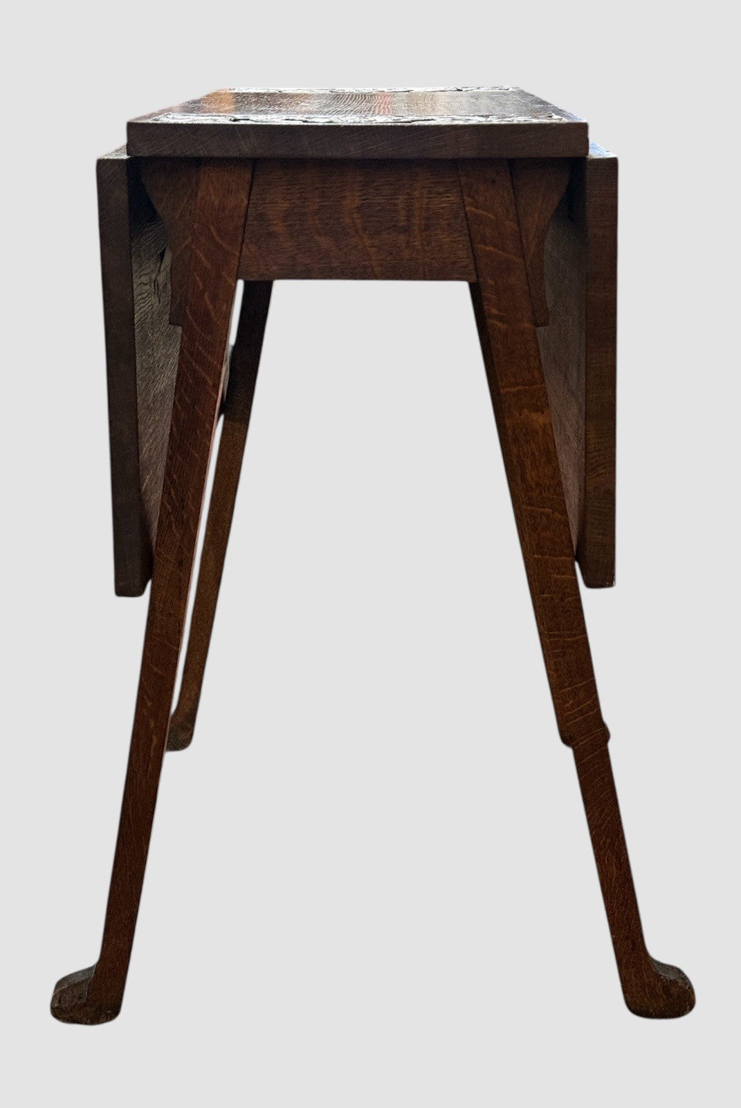 Antique English Carved Oak Swivel Top Drop Leaf Table
