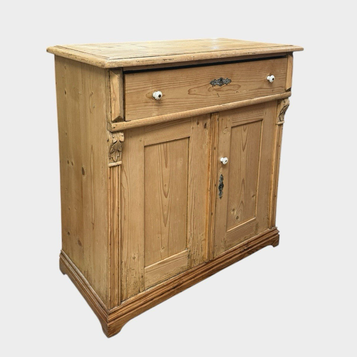 Victorian Stripped Pine Sideboard 19th Century Antique Storage Cabinet