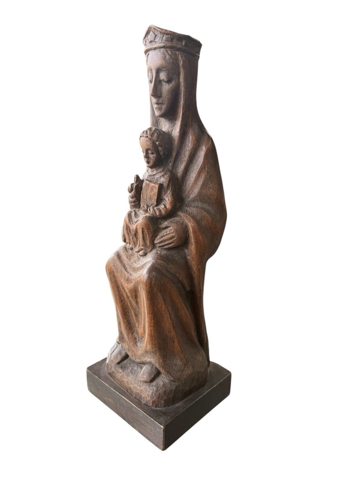 French Hand carved Madonna And Child Statue