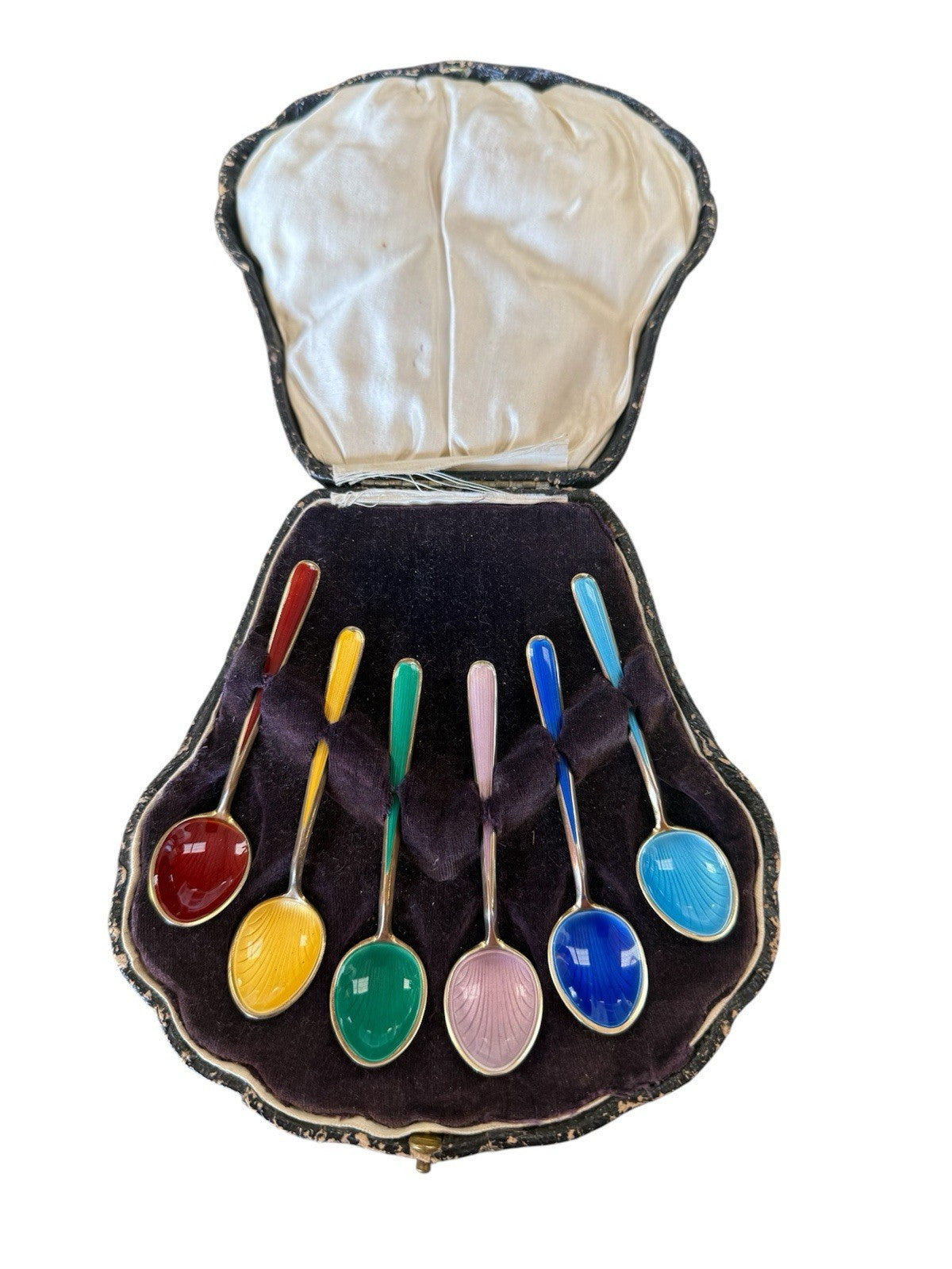 Norwegian, silver-gilt and guilloche-enamel coffee spoons