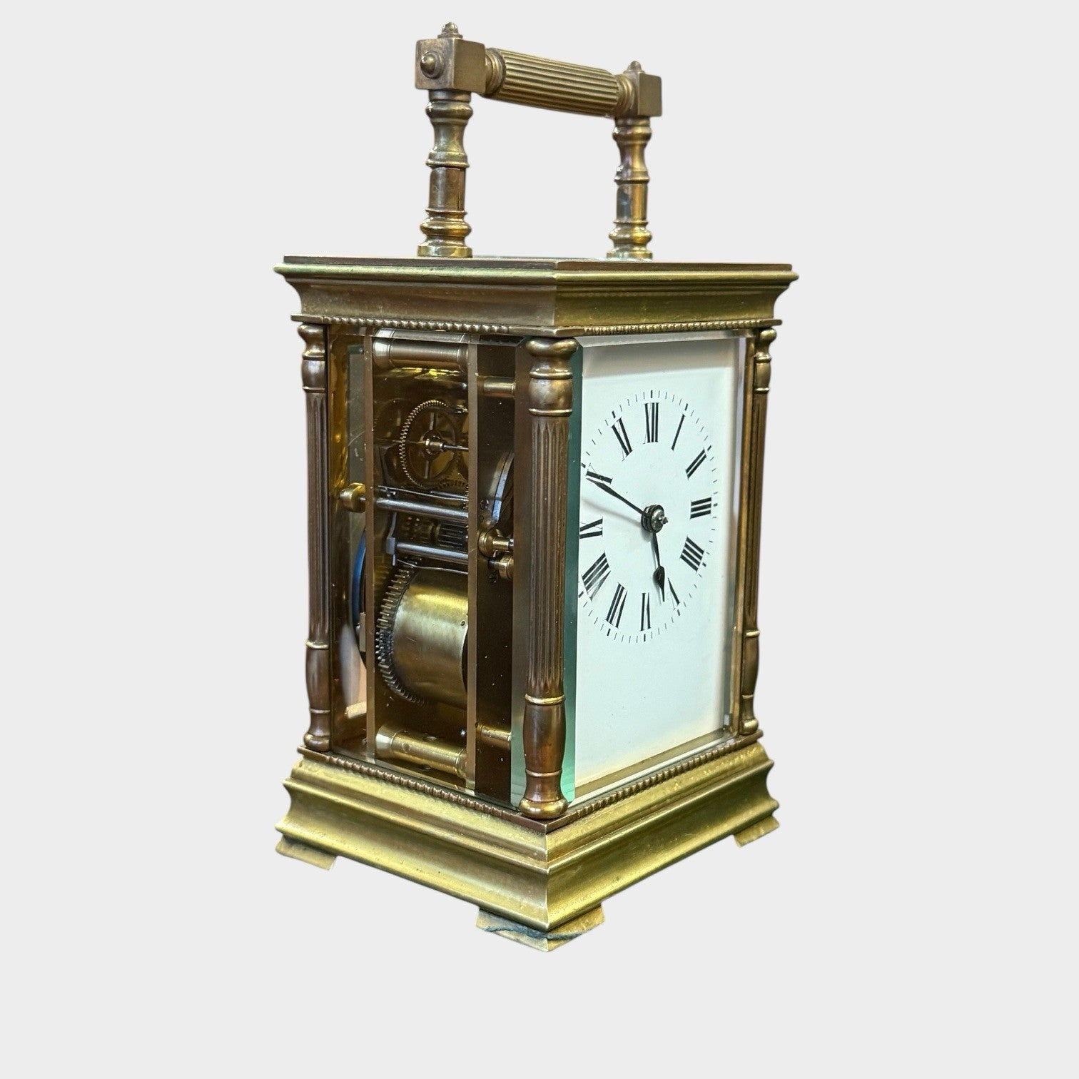 Antique French Brass Carriage Clock Cased Timepiece