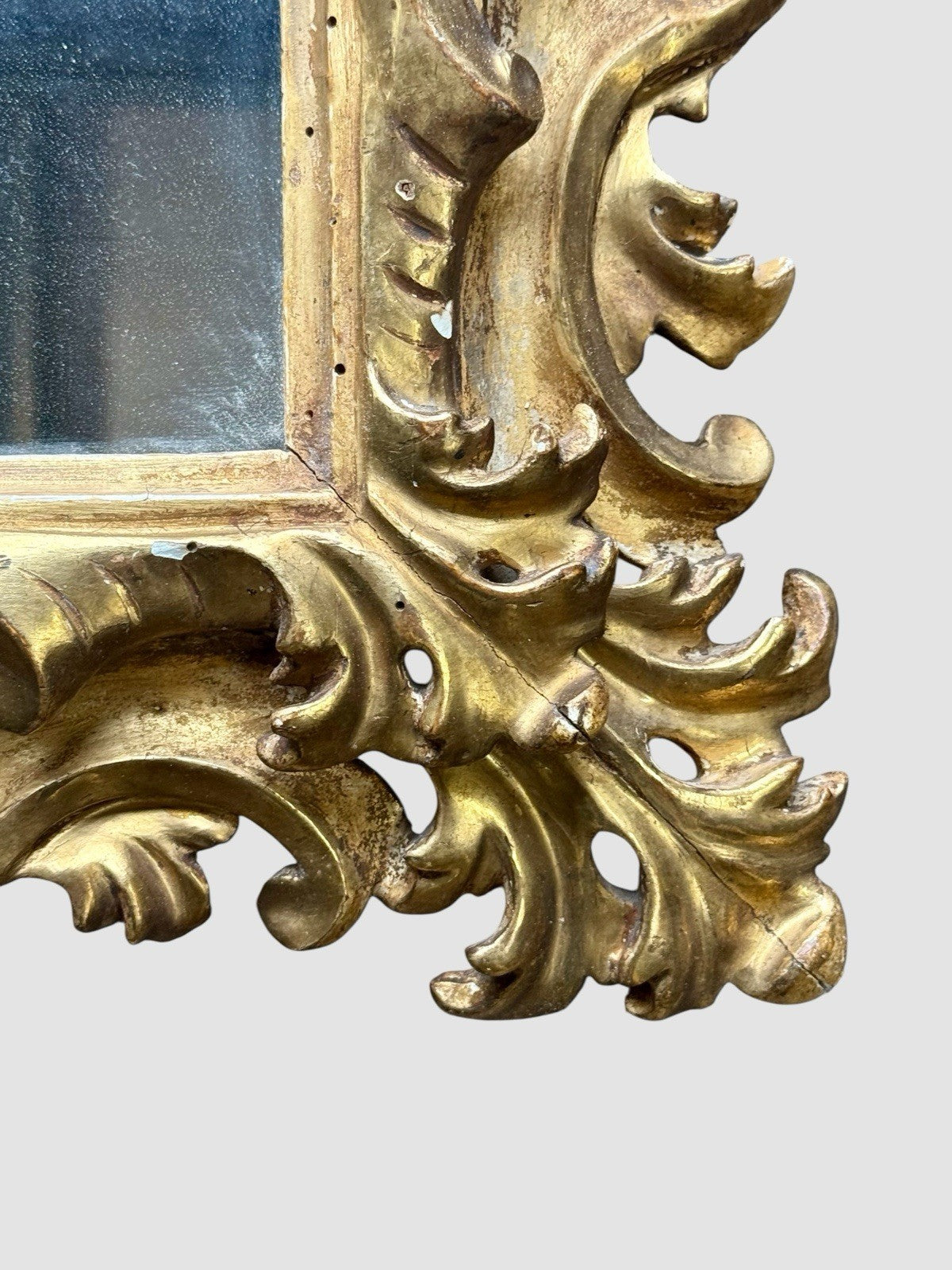 Antique Pair Carved 19th Century Giltwood Florentine Wall Mirrors