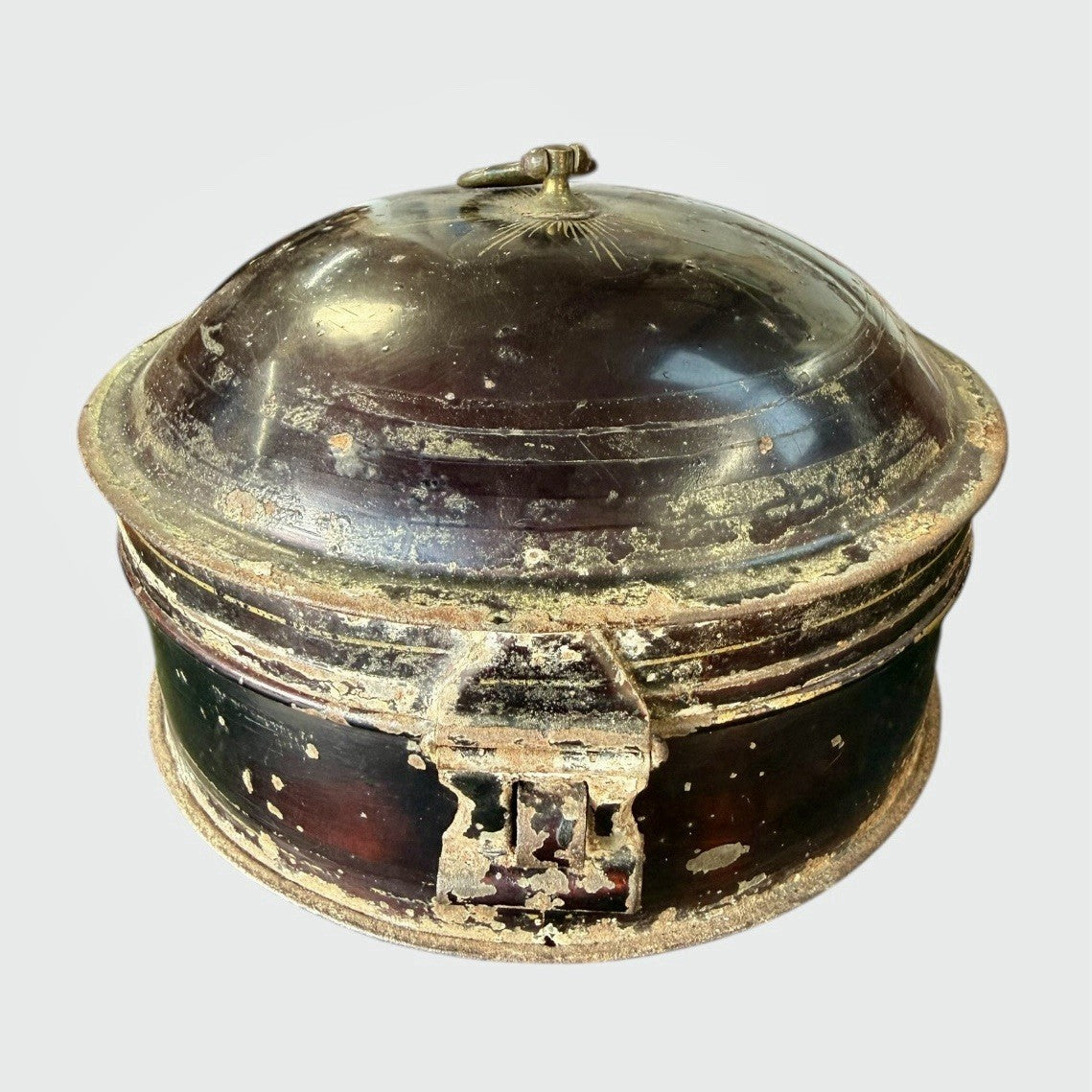 Antique Victorian Toleware Spice Tin with Nutmeg Grater Original Tin