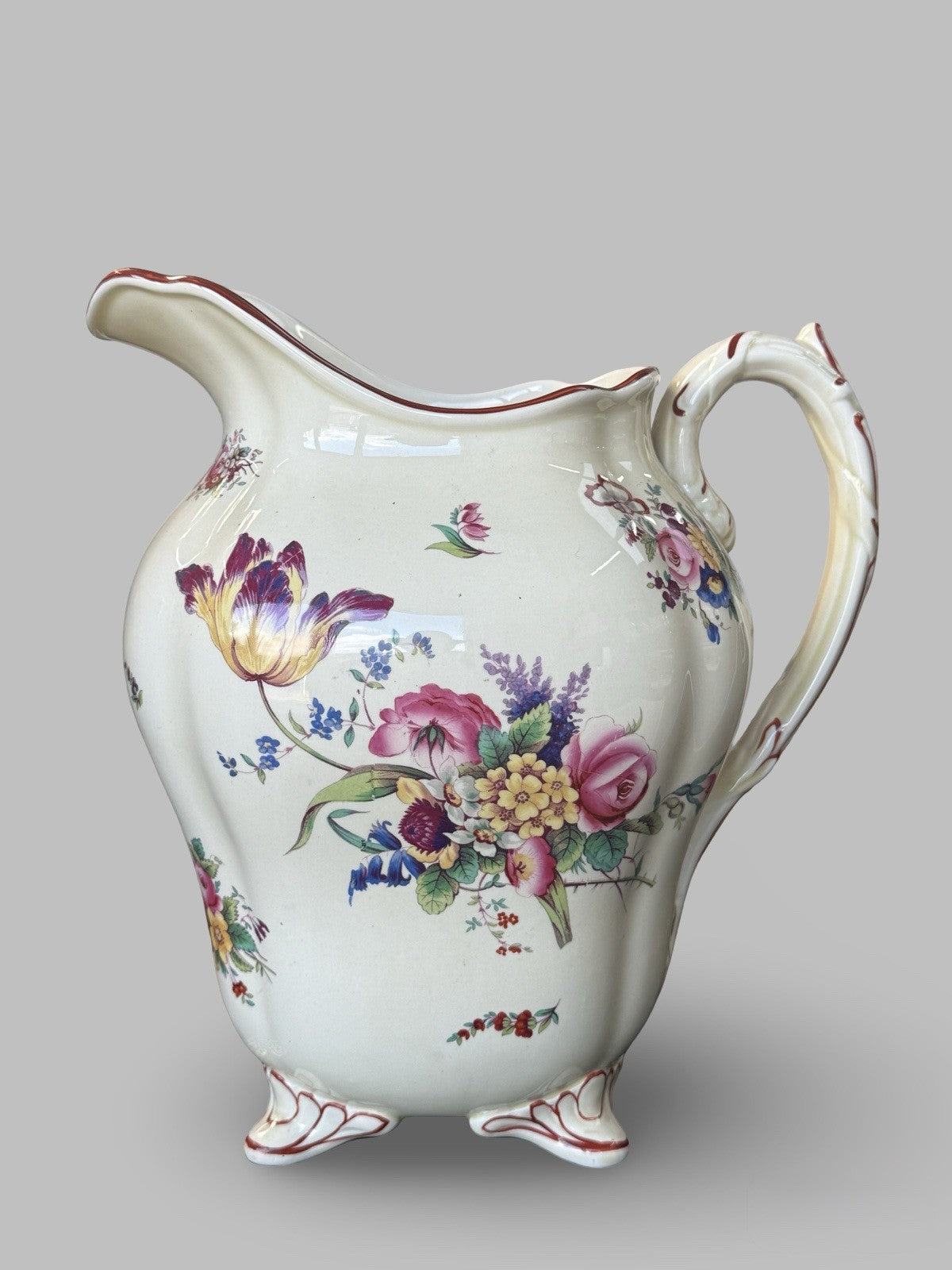 Large Antique Coalport Ceramic Jug Floral Pattern English Vintage