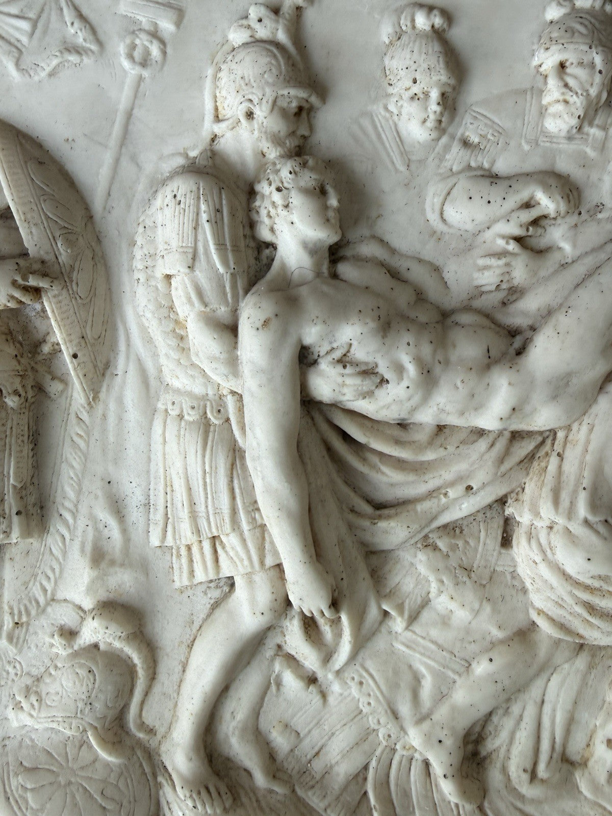 Vintage Roman Sarcophagus Relief Plaque Classical Stone Wall Art Antique Style