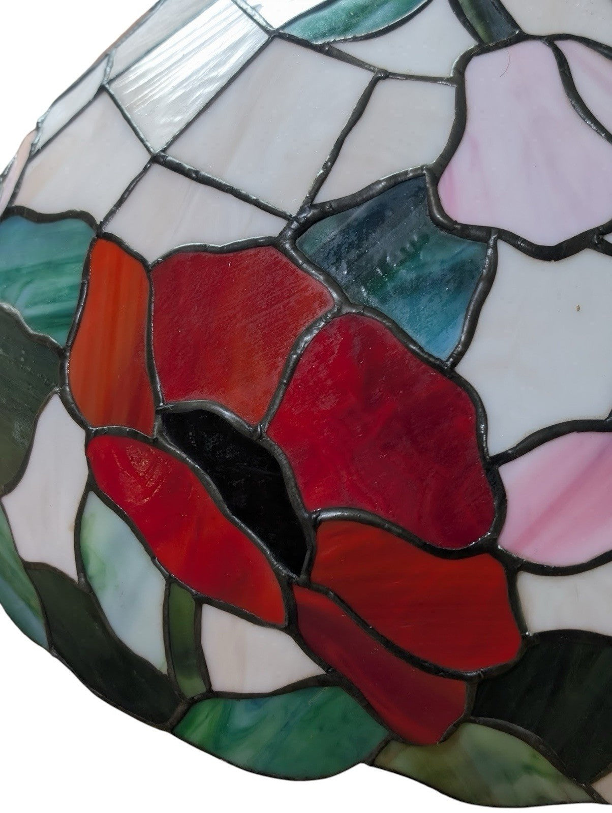 Pair Tiffany Style Glass Ceiling Pendants Vintage Stained Glass Lights