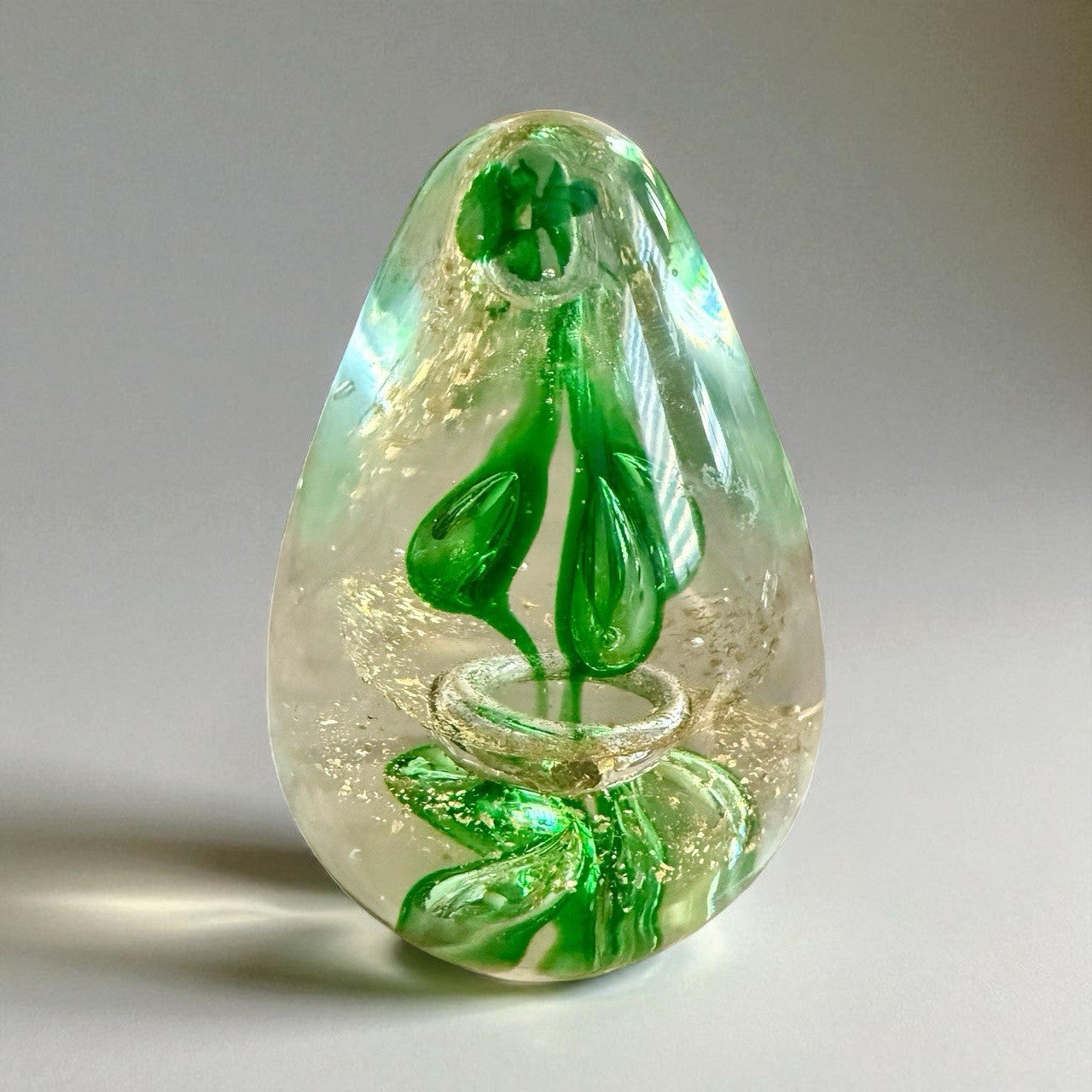 Green Art Glass Heavy Paperweight 