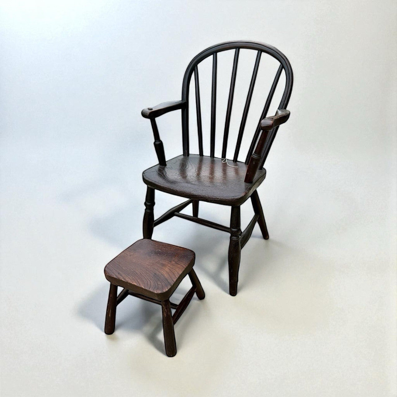 Antique Child’s Windsor Chair And Stool